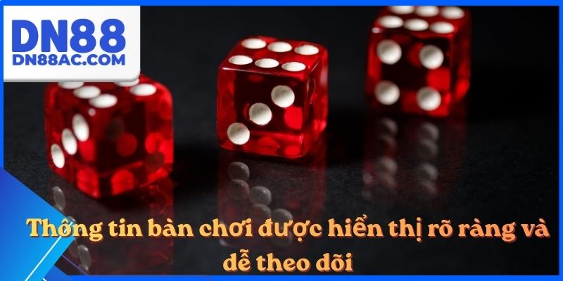Thông tin bàn chơi được hiển thị rõ ràng và dễ theo dõi